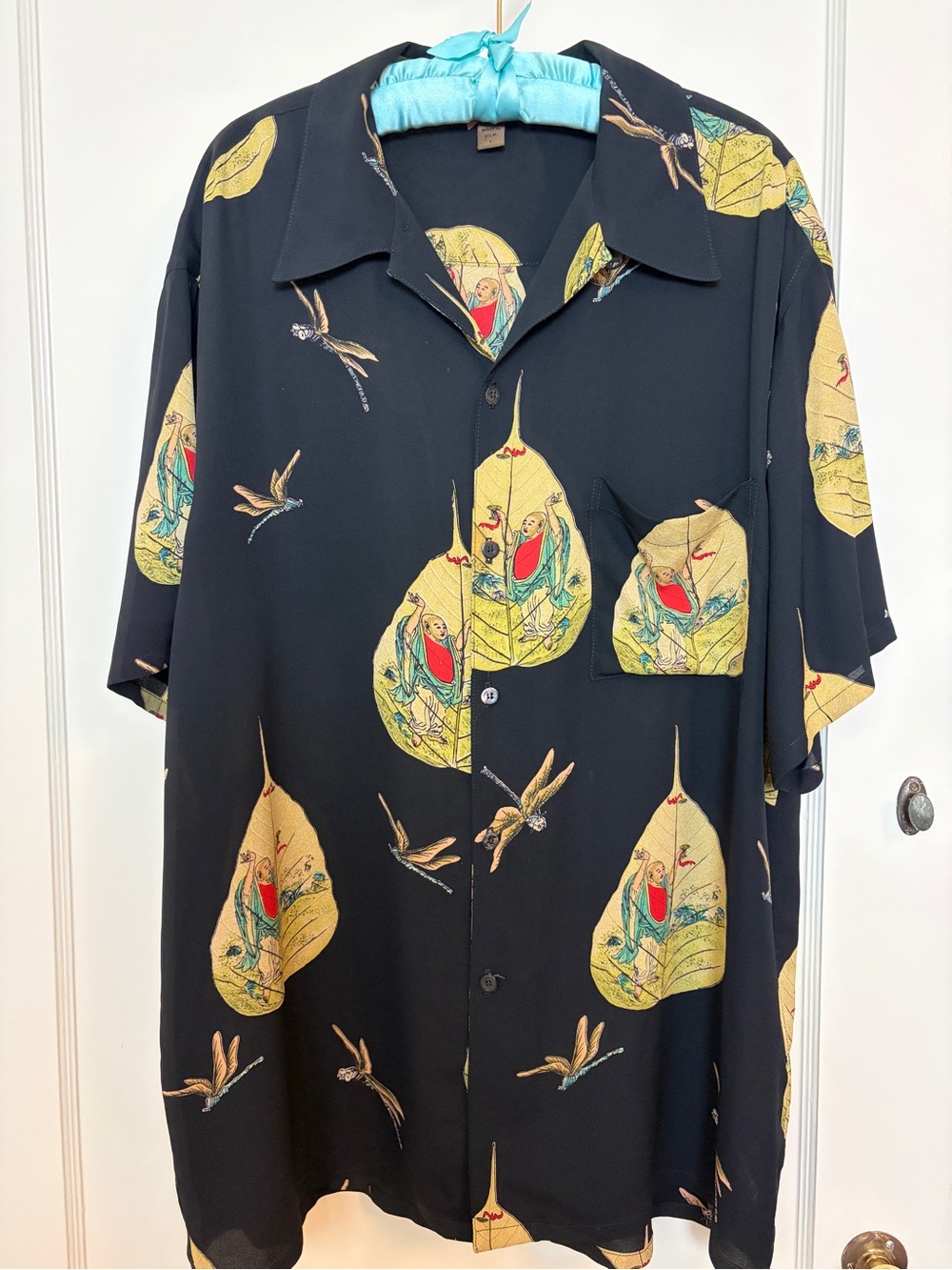 Harari Vintage Silk Dragonfly Asian Print Blouse - Gender Neutral